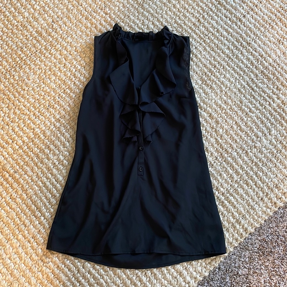 Black Ruffle Collar Blouse - Workwear Blouse